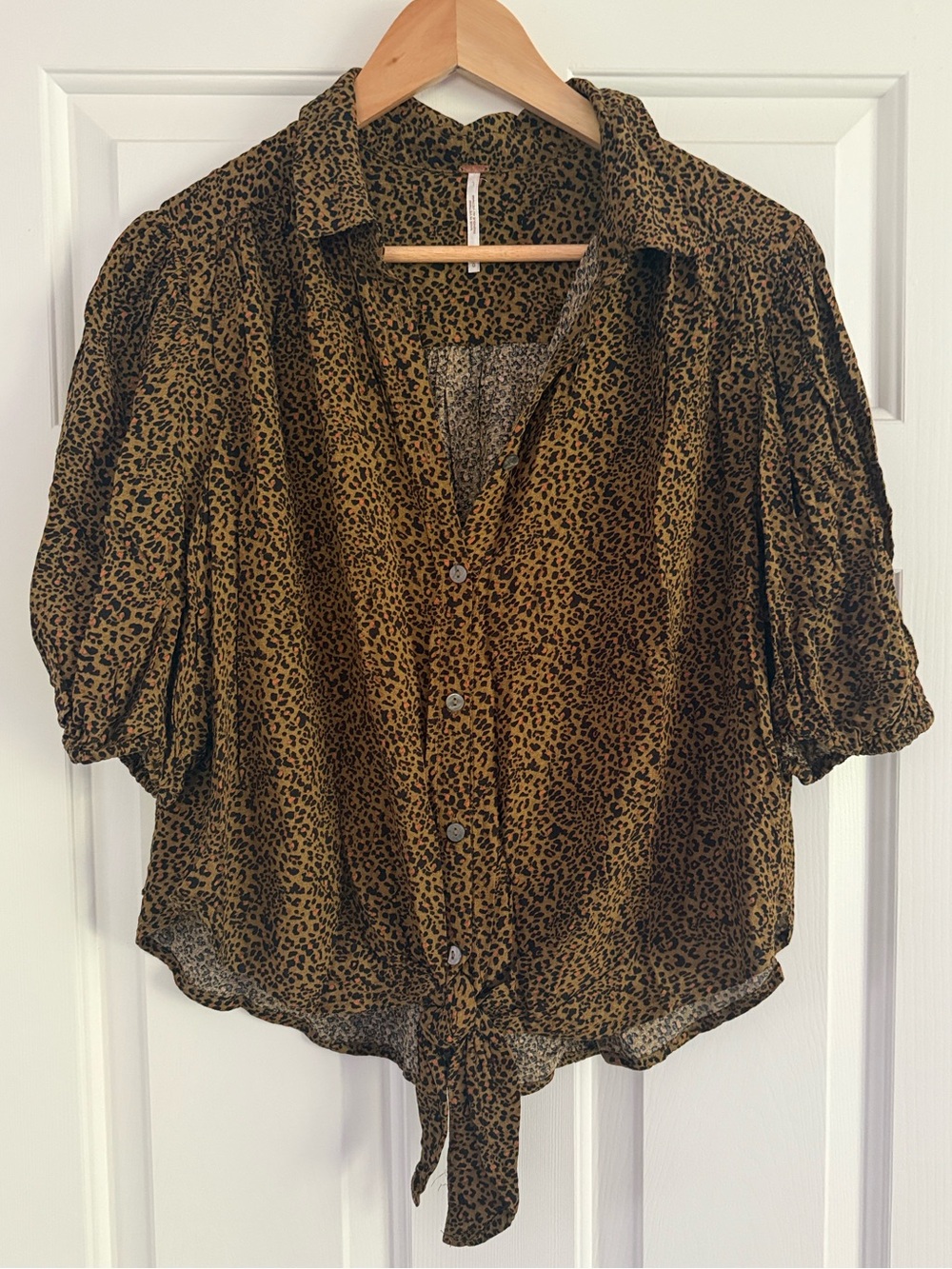 Free People Celia Leopard Printed Tie-Front Blouse - Picture 5 of 8